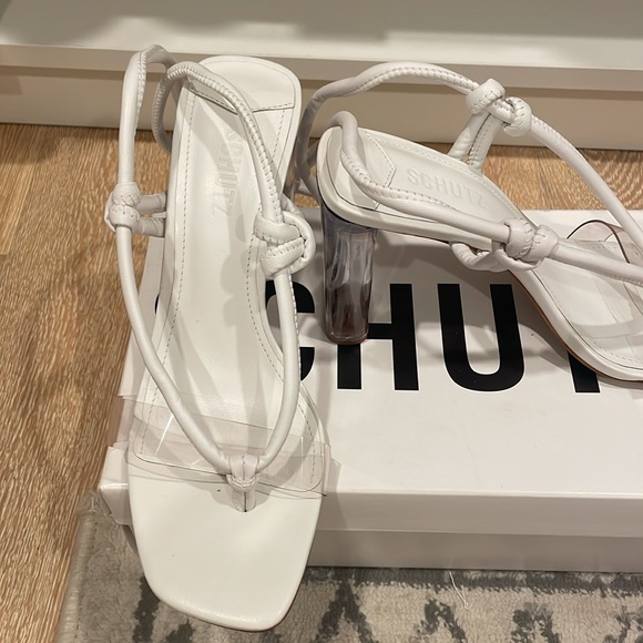 NWT SCHUTZ white ankle heel sandal Sz 9 - Picture 4 of 7